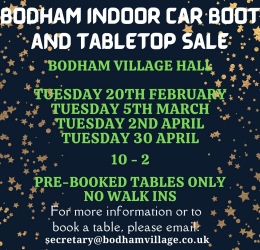 Bodham Indoor Car Boot and Table Top Sales 2024